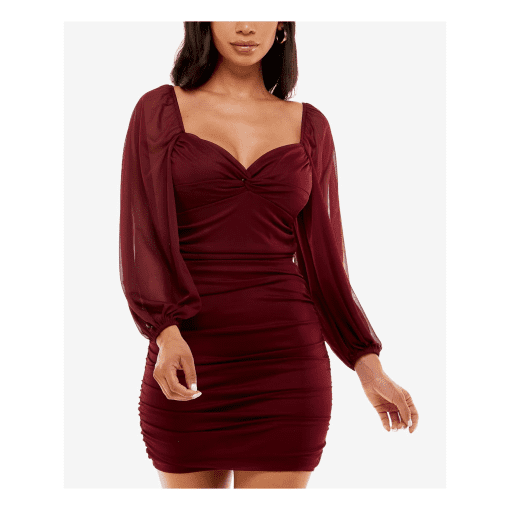 B Darlin Burgundy Ruched Mini Dress - Size S - Party Dress - Image 2