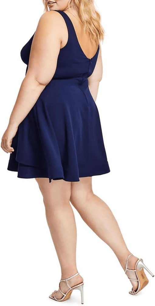 B Darlin Trendy Plus Size Notched-Neck Navy 18W - Image 2