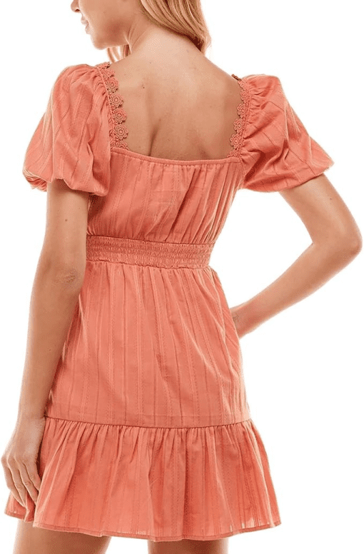 City Studios Juniors Cotton Lace-Trimmed D Terracotta M - Image 2