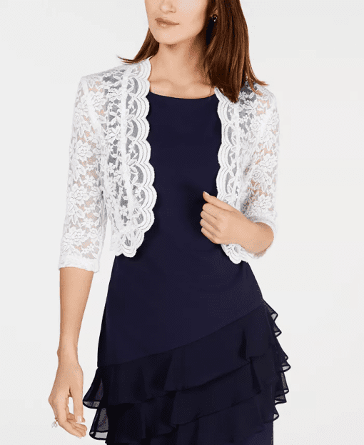 Connected Apparel White Lace Bolero Shrug XL - Evening Wear - Image 2