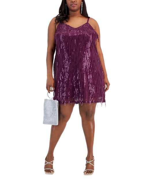 City Studios Plus Size Purple Sequin Party Dress - Cocktail Dress