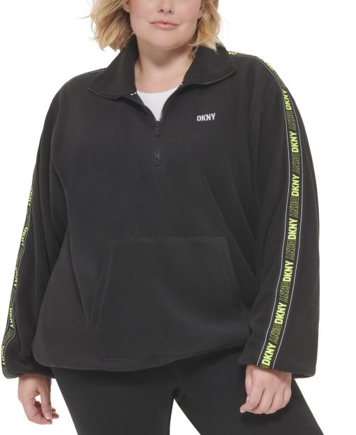 DKNY Plus Black Fleece Pullover Sweatshirt - Plus Size