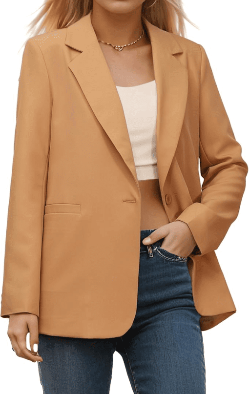 DKNY Saddle Tan Blazer XL - Women's Workwear Jacket - Image 2