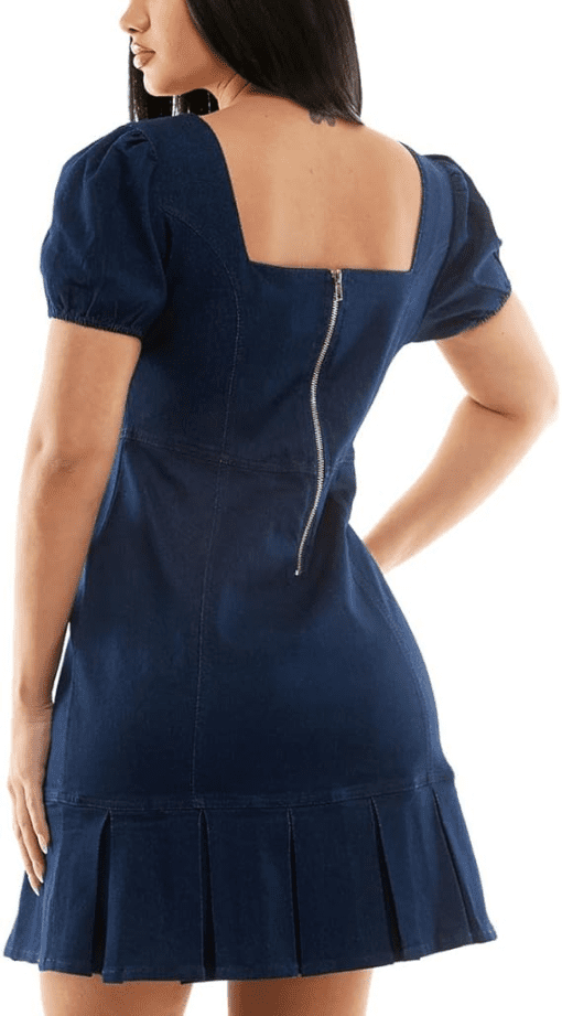 Planet Gold Juniors Puff-Sleeve Bodycon D Blue XL - Image 2