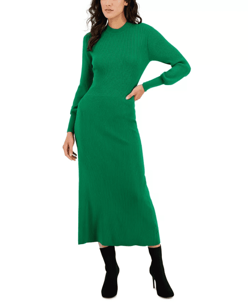 HUGO Womens Solid Mock-Neck Cutout Med Green XL - Image 2