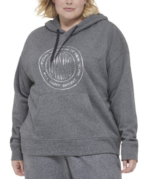 DKNY Plus Size Gray Hoodie Sweatshirt - Women's 2X - Activewear