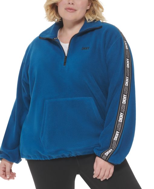 DKNY Plus Fleece Pullover Sweatshirt - Blue 3X - Women's Top