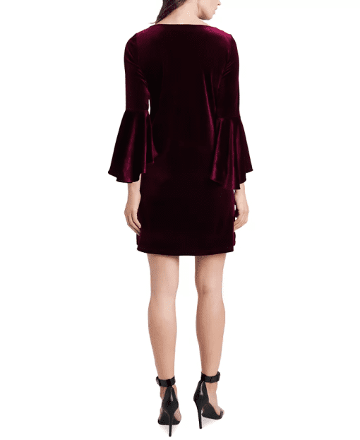 MSK Velvet Bell-Sleeve Shift Dress Wine XL - Image 2