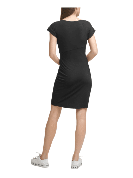 DKNY Cap-Sleeve Sheath Dress Black XL - Image 3