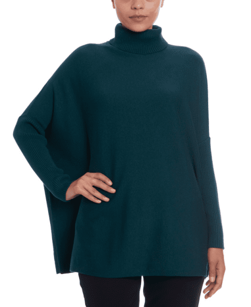 Joseph A Turtleneck Poncho Deep Teal XL - Image 2