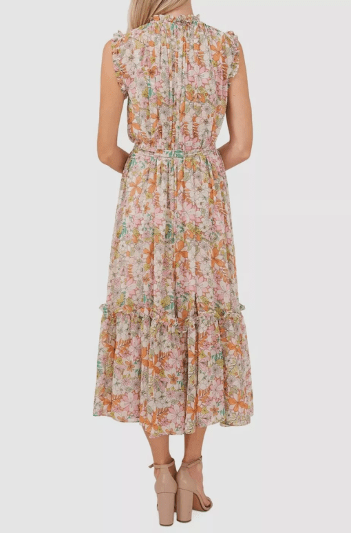 CeCe Floral Printed Belted Midi Dre Sweet Pink XL - Image 2