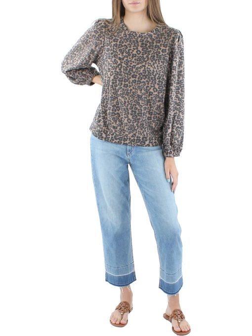 Riley & Rae Women's Animal Print Waffle Pullover Sweater M