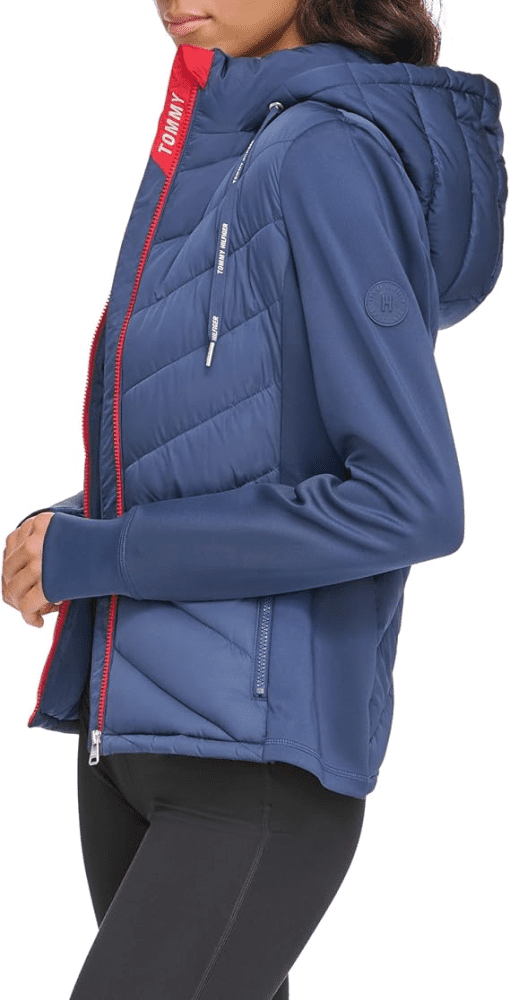 Tommy Hilfiger Womens Hooded Hybrid Puffer J Navy S - Image 3