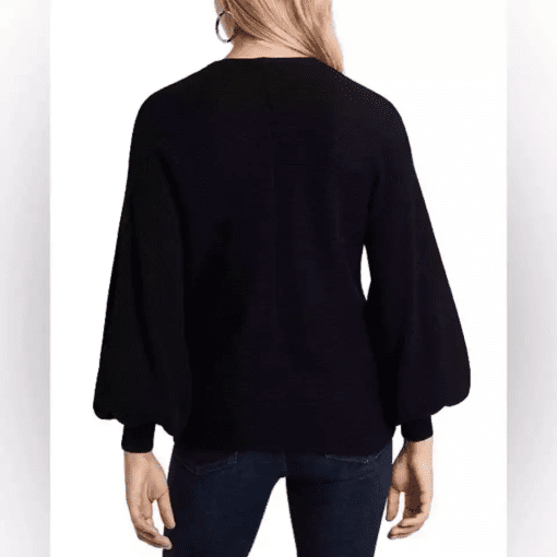 Sam Jess Womens Crewneck Puffed Sleeve Rich Black S - Image 2