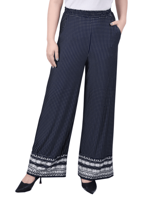 NY Collection Petite Navy Dot Palazzo Pants - Women's Fashion - Image 2