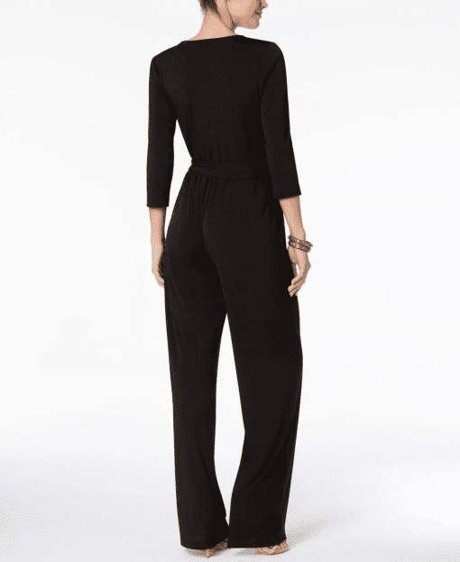 NY Collection Petite Belted Jumpsuit Black PS - Image 3