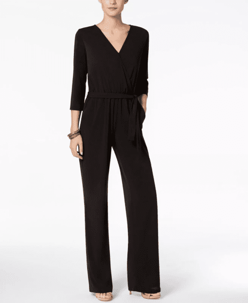 NY Collection Petite Belted Jumpsuit Black PS - Image 2