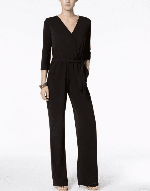 NY Collection Petite Belted Jumpsuit Black PS - Image 2