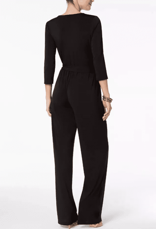 NY Collection Petite Belted Jumpsuit Black PS - Image 3