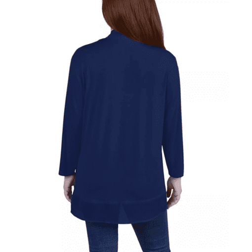 NY Collection Navy Petite Cardigan Sweater - Women's Clothing - Image 2