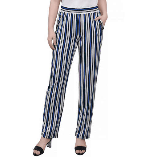 NY Collection NY Collection Petite Wide Wais Blue Black Stripe PM - Image 2