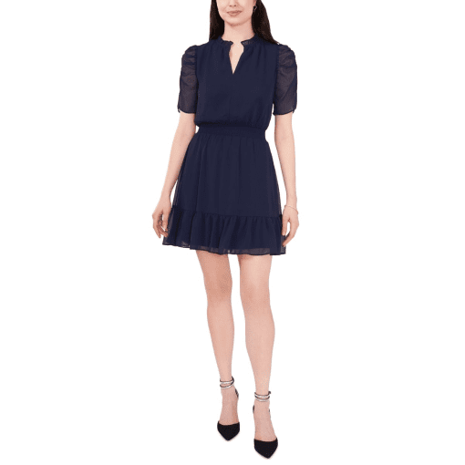 MSK Petite Ruffle Dress Navy PM - Image 2