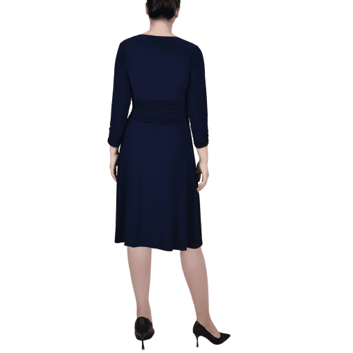 NY Collection NY Collection Petite Ruched A- Navy PL - Image 2