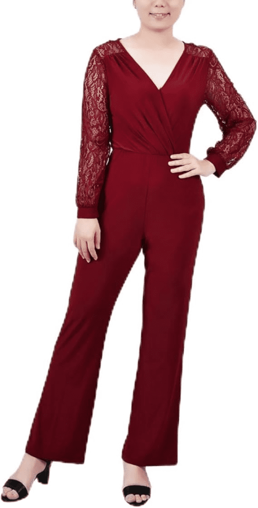 NY Collection NY Collection Petite Jumpsuit Wine PL - Image 2