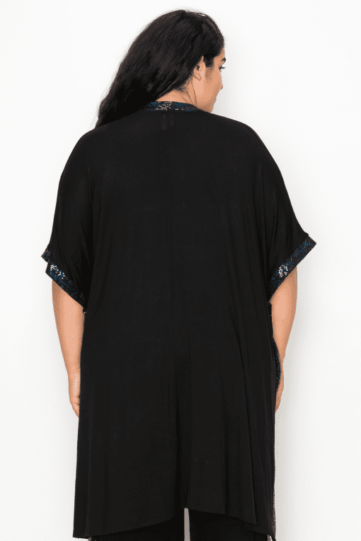 COIN 1804 Plus Size Black Sequin Kaftan Dress - One Size - Image 2