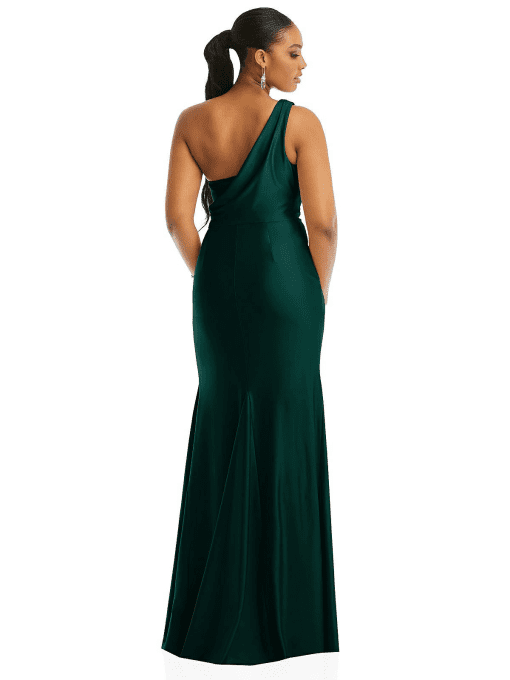 Dessy Collection Womens One-Shoulder Asymmetri Evergreen M - Image 2