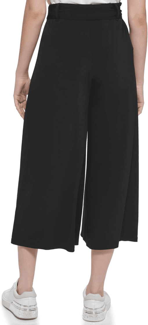 Calvin Klein Womens Belted Wide-Leg Croppe Black M - Image 2