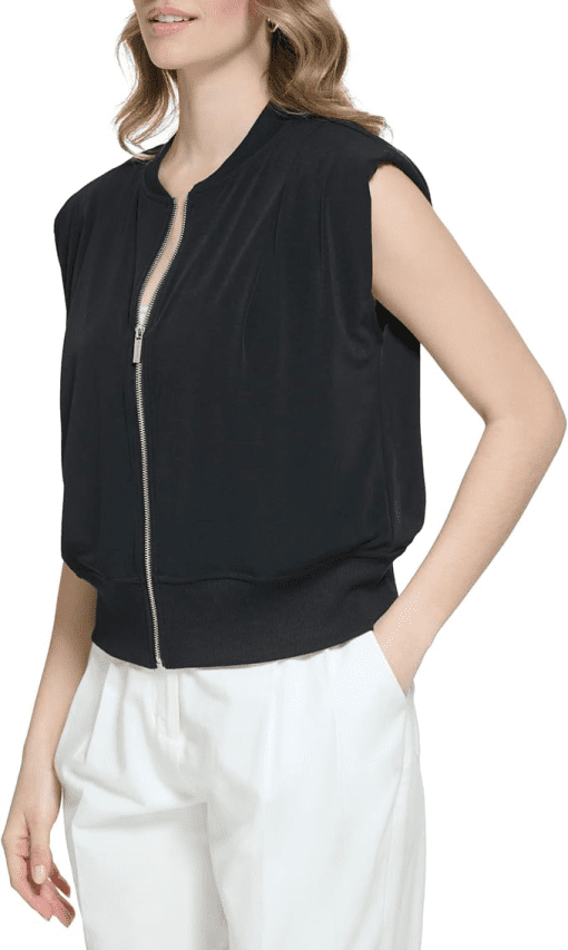 Calvin Klein Ribbed Sleeveless Zip-Up Jacke Black M - Image 4