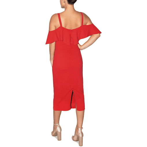 RACHEL Rachel Roy Off The Shoulder V-Neck Ruffle Rio Red M - Image 3