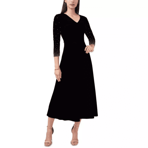 MSK V-Neck Beaded Midi Dress Black M - Image 2