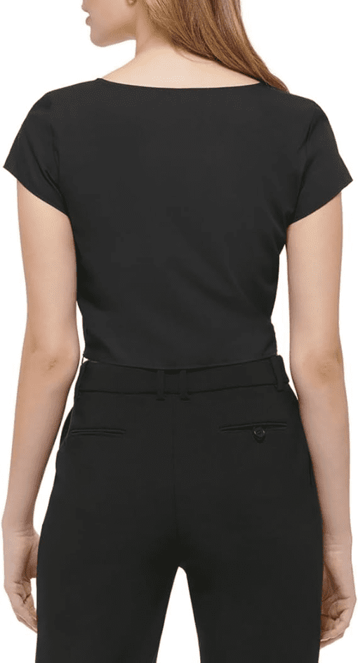 Calvin Klein Cotton Cropped Cap Sleeve Cors Black L - Image 2