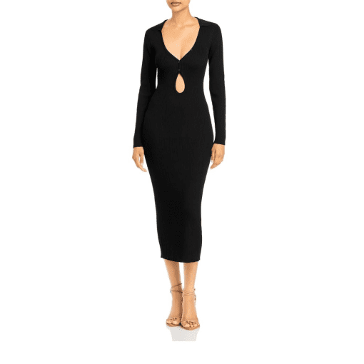 Bardot Womens Rosario Rib-Knit Dress Black L - Image 2