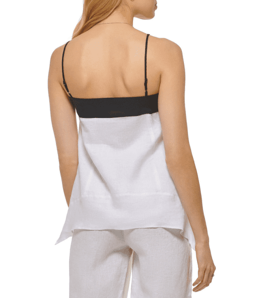 DKNY Womens Linen Asymmetrical Cam White Black Combo L - Image 2