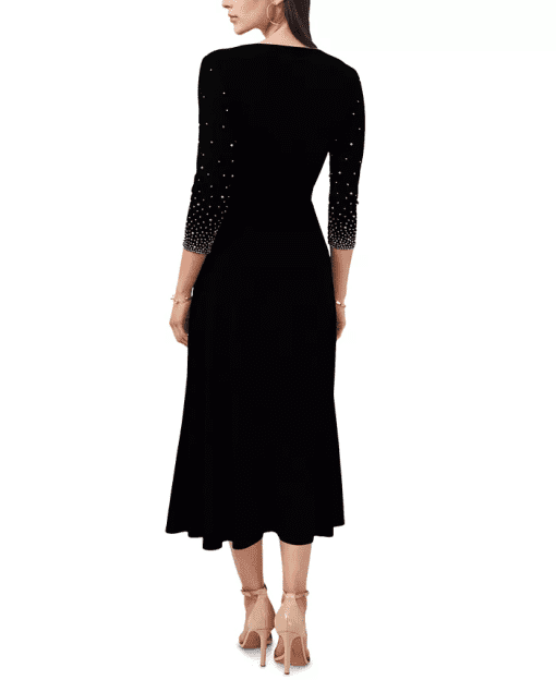 MSK V-Neck Beaded Midi Dress Black L - Image 3