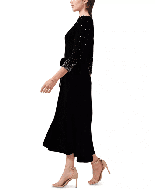 MSK V-Neck Beaded Midi Dress Black L - Image 4