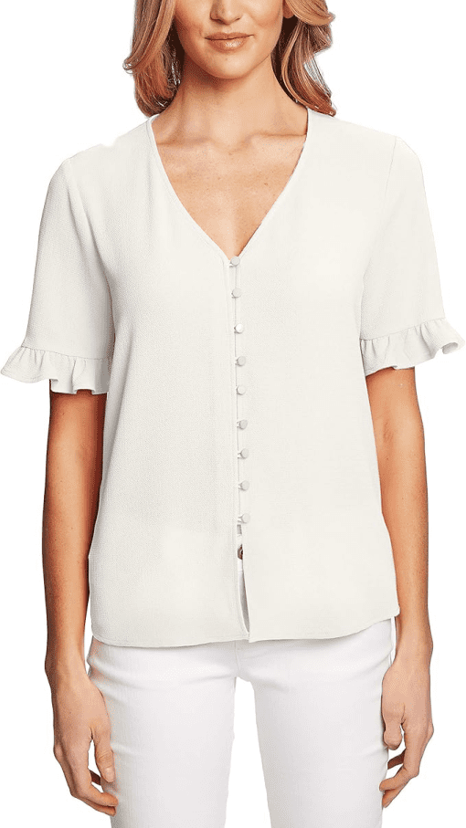 CeCe Ruffled-Sleeve Blouse Soft Ecru L - Image 2