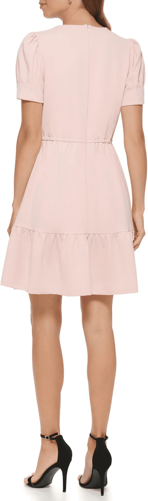 DKNY Womens Puff-Sleeve Pleat-Neck Powder 8 - Image 3