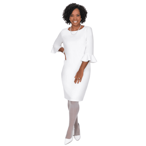 Kasper Ruffle-Sleeve Sheath Dress White 8 - Image 2