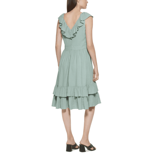 Calvin Klein Womens Ruffled V-Neck Midi Dr Jadiete 6 - Image 2