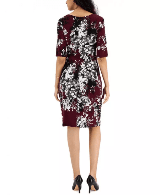 Connected Women's Bordeaux Floral Dress Size 6 - Cocktail Dress - Image 2