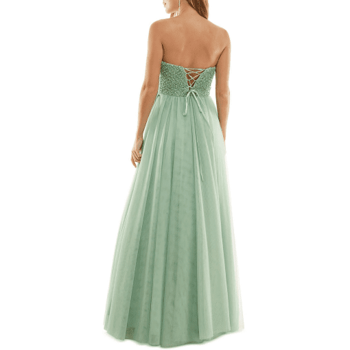 Say Yes to the Prom Juniors Embellished Strapless Pale Sage 5 - Image 2