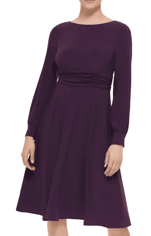 Jessica Howard Petite Ruched-Waist Midi Dress Plum 4P - Image 2