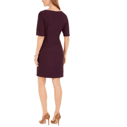 Connected Petite Textured Sheath Dress Bordeaux 4P - Image 3