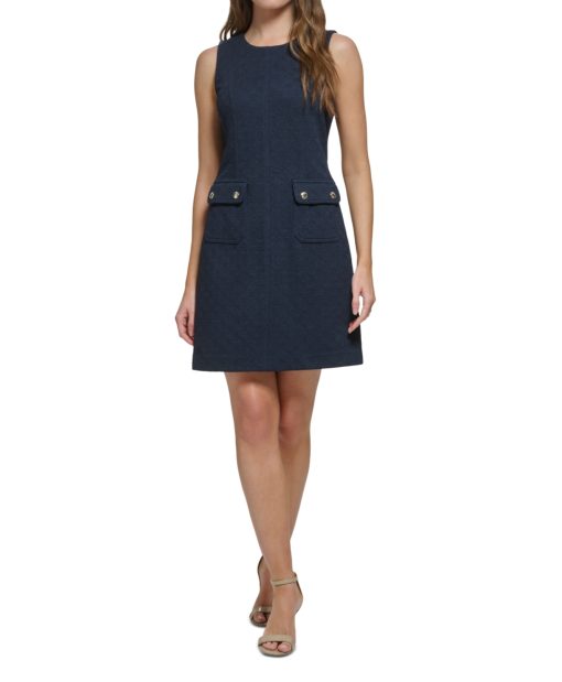 Tommy Hilfiger Women's Basketweave Sheath Dress - Sky Captain 16