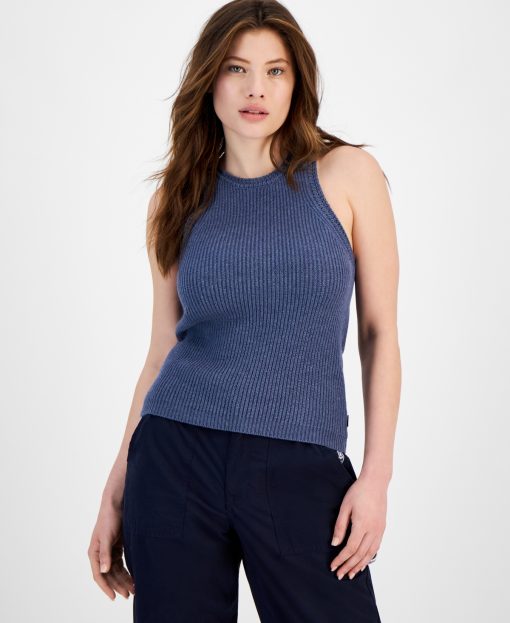 Tommy Jeans Blue Knit Tank Top - Women's XL - Ribbed Sweater