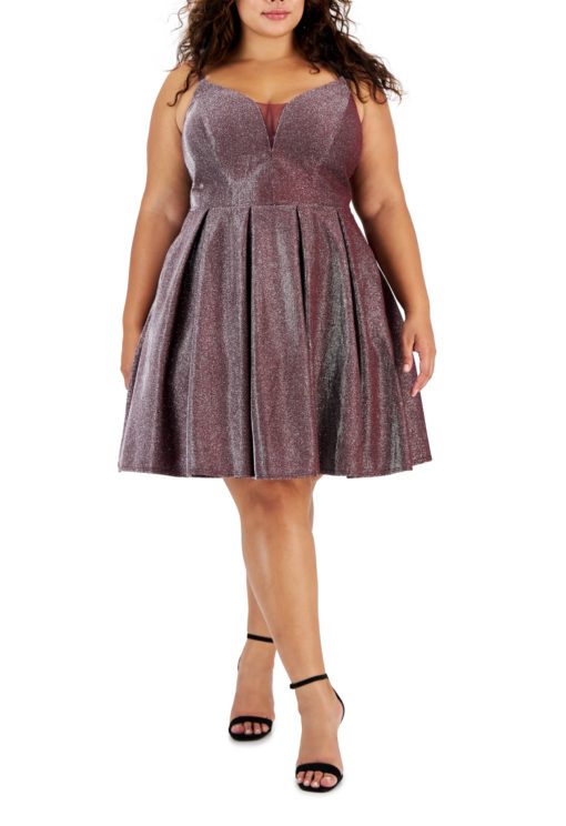 B. Darlin Womens Plus Glitter Mini Fit &Flare Dress 14W